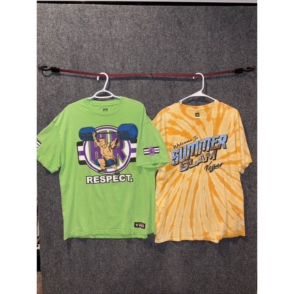 John Cena WWE Lime Green Respect T-Shirt Size X-Large "Never Give Up" Lot